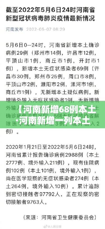 【河南新增68例本土·河南新增一列本土】
