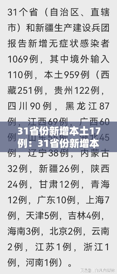 31省份新增本土17例：31省份新增本土病例108例