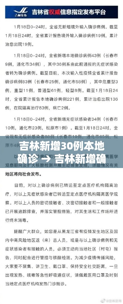 吉林新增30例本地确诊 → 吉林新增确诊12例行程