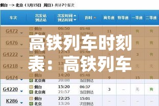 高铁列车时刻表：高铁列车时刻表查询
