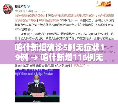 喀什新增确诊5例无症状19例 → 喀什新增116例无症状感染者