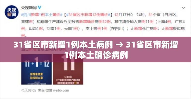 31省区市新增1例本土病例 → 31省区市新增1例本土确诊病例