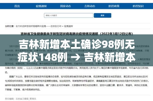 吉林新增本土确诊98例无症状148例 → 吉林新增本土确诊98例无症状148例