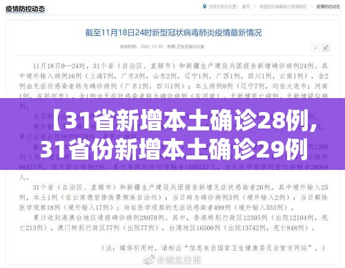【31省新增本土确诊28例,31省份新增本土确诊29例】