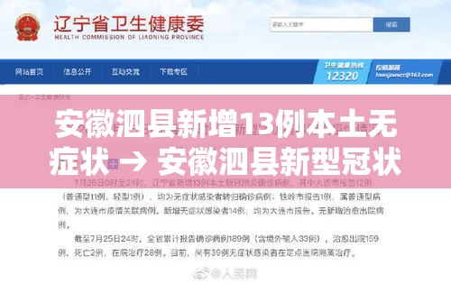 安徽泗县新增13例本土无症状 → 安徽泗县新型冠状病毒几例